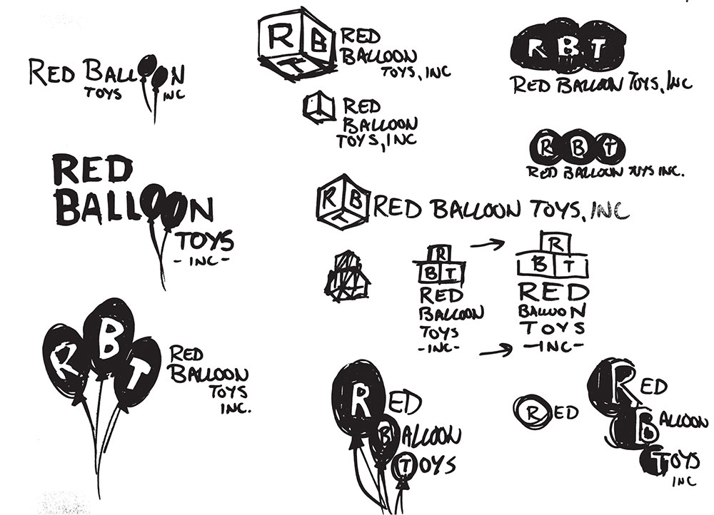 red balloon toys logo sketches